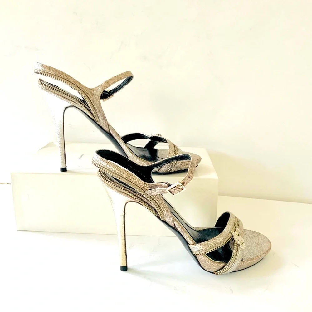 Alexander McQueen skull silver high heel sandals 38